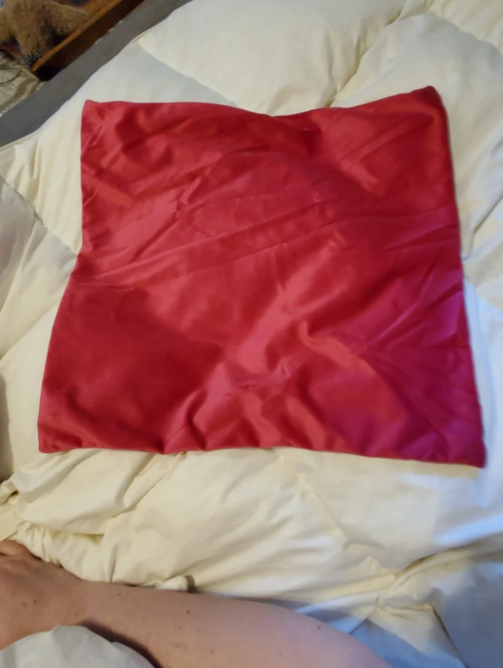 Satin Square Velour Throw Pillowcase in Hot Pink